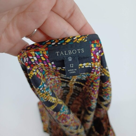 Talbots Silk Printed Shell Tank Top Multicolor Women's 12 Relaxed Fit Preppy - Picture 6 of 8